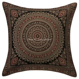 Ethnic Cushion Cover Brocade Jacquard 40 x 40 cm Hippie Sofa Car Pillow Case