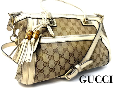 Gucci Bella Bambú Borla 2 Vías Bolso de Hombro Bolso de Mano GG Auténtico Foto 1 de 4
