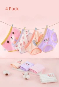 Cartoon Girls Panties Soft Cotton Brief Underwear 4 Pack Sizes 2-12 - Picture 1 of 18