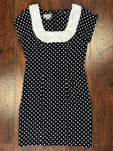 Vintage Retro 80er Jahre Scarlett schwarz & weiß gepunktetes Kleid Größe 7/8?? Union Made USA - Bild 1 von 13