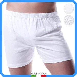 Boxer da Uomo in Maglina di 100% PURO COTONE con Apertura Aperto Larghi Mutande - Foto 1 di 10