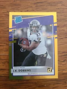 2020 Panini Donruss - Rated Rookie Press Proof Gold 20/50 #311 J.K. Dobbins (RC) - Picture 1 of 2