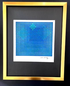 VICTOR VASARELY + SIGNED GEOMETRIC ABSTRACT PRINT FROM 1970 + WITH NEW FRAME! - Picture 1 of 3