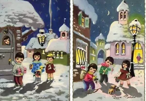 Serie Completa di 6 cartoline Bambini Buon Natale PC Circa 1940 29 - Imagen 1 de 2