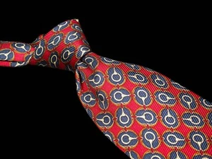 Cravatta vintage Brooks Brothers Makers seta rossa marina geometrica da uomo designer - Foto 1 di 5