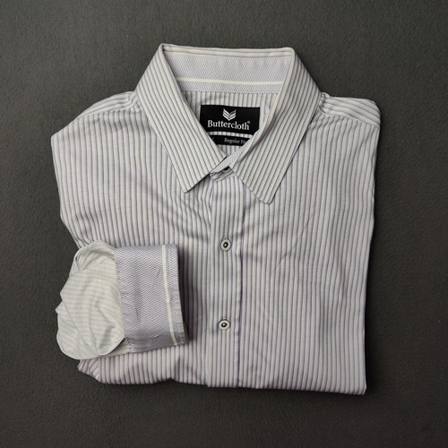 VETEMENTS Camicia Buttercloth uomo grande viola bianca a righe manica lunga vestito con bottoni
