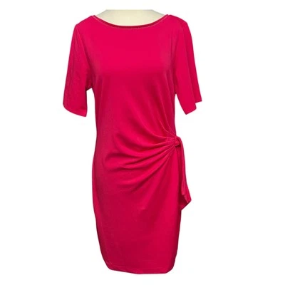 White House Black Market Shift Dress Womens M Pink Side Tie Polished Knit Modern - Image 1 of 4