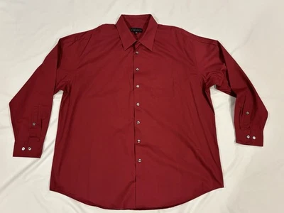 Camisa de vestir Perry Ellis Portfolio roja con botones manga larga talla 17 1/2 34/35 XL Foto 1 de 4