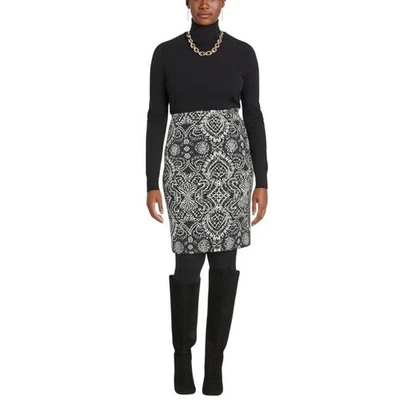 Falda lápiz Roz & Ali Dressbarn negra crema barroca texturizada para mujer talla grande” Foto 1 de 4