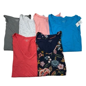 Top donna LOFT 6 pezzi manica corta/senza maniche fascia floreale blu rosa medio - Foto 1 di 7