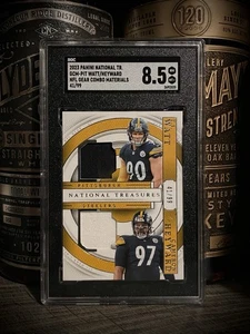 TJ Watt, Cam Heyward SGC 8.5 Dual Authentic Memorabilia Material 23 Panini NT - Picture 1 of 3