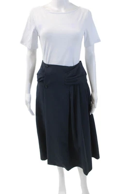 Falda tallada para mujer plisada delantera media pantorrilla línea A azul marino talla 40 EUR Foto 1 de 4
