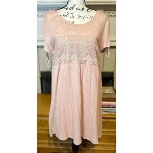 Almost Famous Womens Large soft Pink Dress with lace romantic dress - Picture 1 of 3