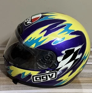 Vintage 90’s AGV Full Face Motorcycle Racing Helmet Italy Free Ship Med 58 Read - Picture 1 of 9