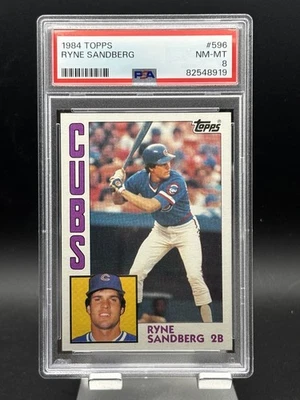 Topps 1984 - Ryne Sandberg #596 PSA8 Chicago Cubs casi como nuevo  Foto 1 de 4