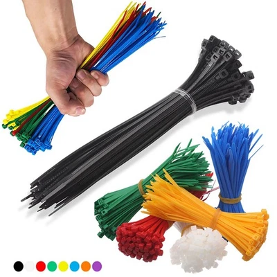 Corbatas de cable con cremallera envolturas de nailon fuerte varios tamaños colores 100/500/1000 piezas Foto 1 de 4