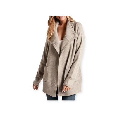 White + Warren Cozy Pocket Coatigan Knit Jacket, Size L, Oat Heather, NWT - Image 1 of 4