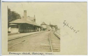 Uxbridge MA Railroad Train Station RPPC Postcard - Picture 1 of 1