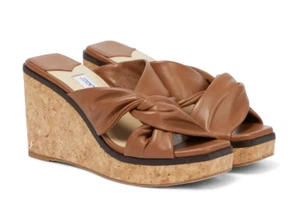 Damen-Plateausandale Jimmy Choo Narisa Twist Keilabsatz Größe 8 US – braun - Bild 1 von 6