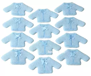 12 Baby Shower Party Favors Mini Knit Crochet Sweaters Blue Nino Recuerdos Boys - Picture 1 of 7