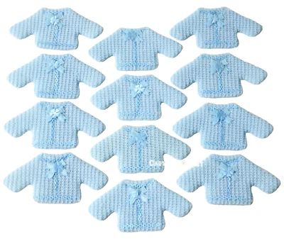 12件婴儿淋浴派对礼品迷你针织钩针毛衣蓝色Nino Recuerdos男孩 — 第 1/4 张图片
