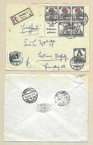 ALEMANIA 1935 - PARTE PANEL DE INQUILINO TRAJES REGIONALES Y OTROS 2 SELLOS - REGD CVR - Imagen 1 de 1