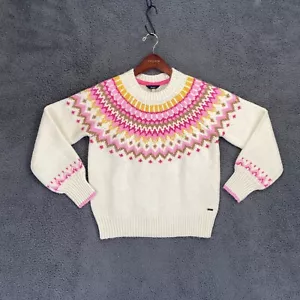 Joules Sweater Women's Size 4 Fair Isle Allie Cream Chunky Knit Pullover Jumper - Picture 1 of 19
