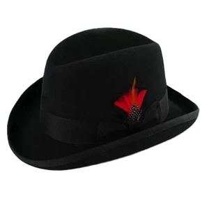 Herren Pate eleganter Hut einfarbig schwarz 100 % Wolle Größen S, M, L, XL - Bild 1 von 9