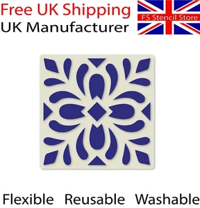 Plantilla artesanal de azulejos mediterránea n.o 6 lavable reutilizable Mylar 10 cm o 15 cm - Imagen 1 de 14