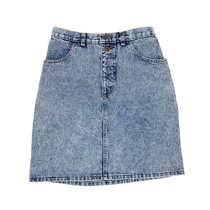Vintage 80s 90s Forenza Authentic Sportswear Acid Wash Denim Skirt Size 10 - Picture 1 of 9