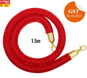1.5M RED VELVET Rope For Queue Barriers Stand Crowd Control Bollards Stanchion - Picture 1 of 1