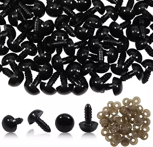 50 Stück Puppenaugen Sicherheitsaugen 12 mm Kunststoff Augen mit Unterlegscheibe - Bild 1 von 7