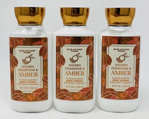 3 BATH & BODY WORKS SUPER SMOOTH BODY LOTION GOLDEN CLEMENTINE & AMBER 8 OZ NEW - Picture 1 of 1