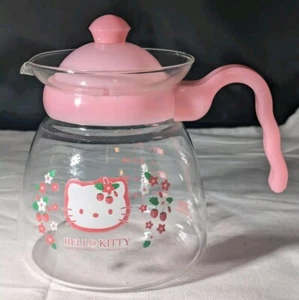 2002 Sanrio Hello Kitty Baby Pink 8 Cup Coffee Tea Pot Display Only Unused RARE - Picture 1 of 10