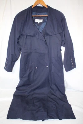 J.GALLERY Navy Blue Double Breasted "Sailor" Trench Coat Womens Size 7/8-B24A - Image 1 of 4