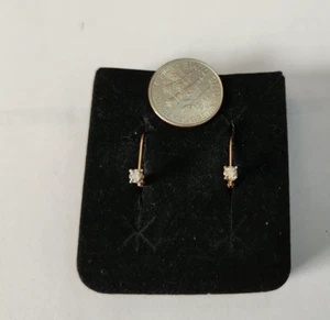 VINTAGE 10K Gold Lever Back Dangle Earrings .69 Grams - Picture 1 of 14