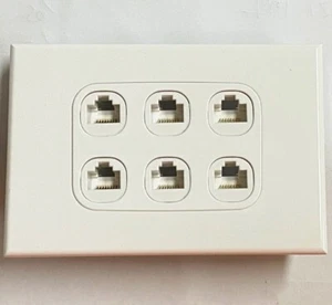 6 placas de pared de red Ethernet CAT6 RJ45 con módulo de maquinaria zócalo de datos - Imagen 1 de 3