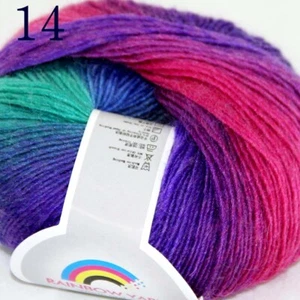 Sale 1BallsX50gr Colorful Rainbow Scarf Sweater Cashmere Wool Rugs Knit Yarn 14 - Picture 1 of 12