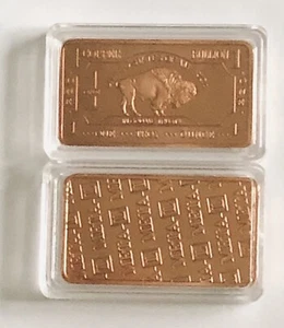 USA Buffalo 1 Troy Ounce PURE Copper Bullion bar .999 Free Delivery - Picture 1 of 3