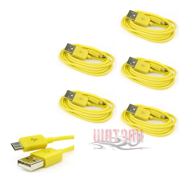5X 3FT MICRO USB DATA SYNC CHARGER CABLE YELLOW NOKIA LUMIA 920 1020 LG OPTIMUS - Image 1 of 1