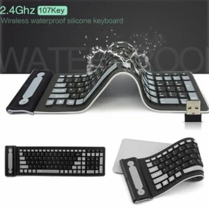 Foldable Silicone Wireless Keyboard 2.4G Usb Flexible Waterproof Slim Keyboard - Picture 1 of 6