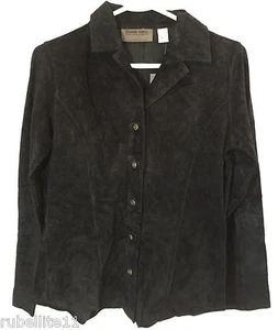 Brandon Thomas Suede Shirt Black Jacket Black Size L - Picture 1 of 3