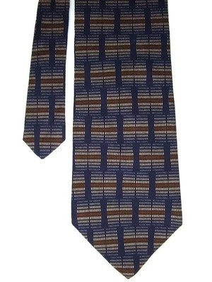 Structure Men's Silk Neck Tie Navy Brown Multi Wide 4" x 58" - Image 1 of 2