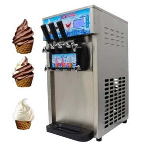 110V 3 Flavors Soft Ice Cream Machine Electric Ice Cream Maker 1200W 16-18L/H - Picture 1 of 11