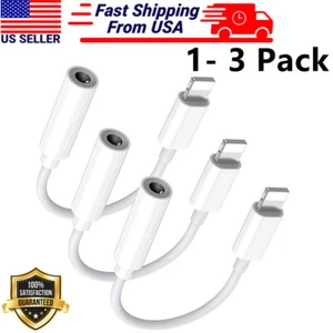 1-3Pcs for iPhone Headphone Adapter Jack 8Pin to 3.5mm Aux Cord Dongle Converter - Photo 1 sur 13