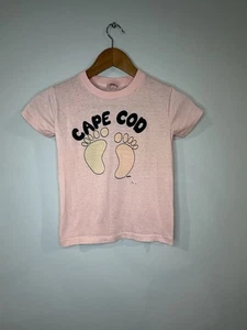 Vintage 1980s Cape Cod Footprints Single Stitch T-shirt size Youth Medium Beach - Picture 1 of 10