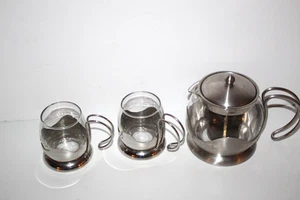 Infusor de tetera de vidrio con cesta y mango de acero inoxidable dos tazas - Imagen 1 de 12