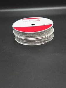 Lot of 2 Celebrate It Silver Rope 1/8" x 6 Yd Christmas Ribbon  - Picture 1 of 8