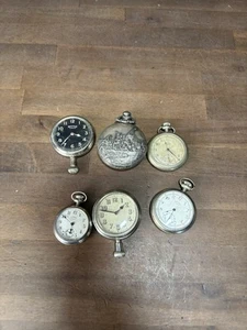 Lote de 6 relojes de bolsillo vintage Mansfield Sears Ingersoll para piezas - Imagen 1 de 8