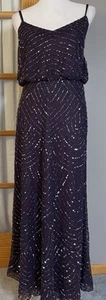 Adrianna Papell Embellished Evening Gown Sz 10 Purple Formal Wedding Whimsigoth - Picture 1 of 19